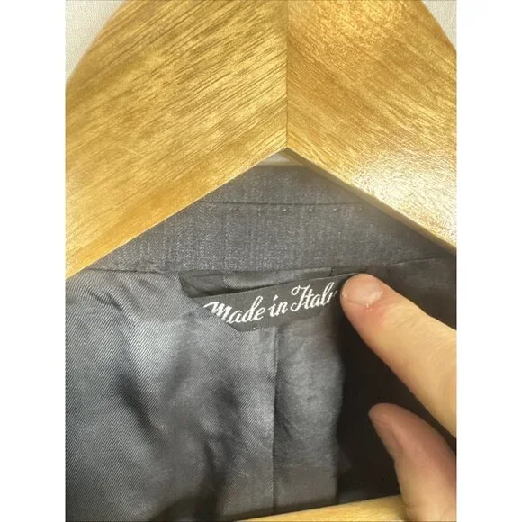 Saks Fifth Avenue Black Ermenegildo Zegna Wool Blazer Men’s 44R Gray Made Italy